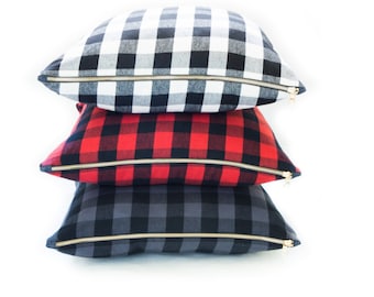 Buffalo Check Plaid Black & White 24" Pillow