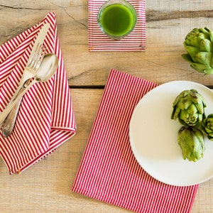 Red Pinstripe Dinner Napkins Set of 2 image 2