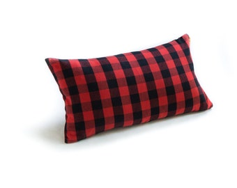 Buffalo Check Plaid Slate Red 12"x21" Lumbar Pillow