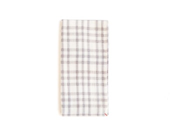 Gray And White Tea Towel With Checks and Dots