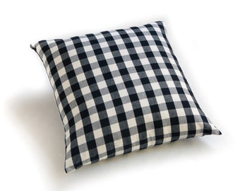 Buffalo Check Plaid Slate White 24" Pillow