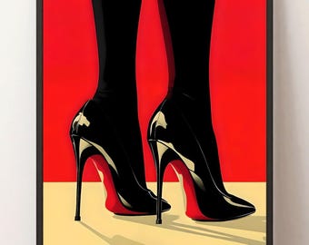 Impression talons aiguilles noirs : oeuvre d'art murale glamour mode (téléchargement numérique)