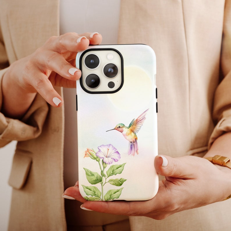 le plus heureux des colibris Fleur Colibri Nerd d'oiseau Boîtier robuste iPhone d'Apple Samsung Galaxy Pixels de Google Étui pour téléphone Colibri image 6