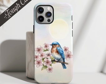 Bluebird and Cherry Blossoms | Bird Nerd | Tough Case | Apple iPhone | Samsung Galaxy | Google Pixel | Bird Gift  | Bluebird Phone Case