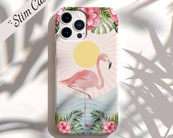 Flamingo and Summer Sunshine | Tropical | Slim Case | Apple iPhone | Samsung Galaxy | Google Pixel | Flamingo Case | Beachy Case