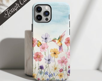 Hello Friend | Hummingbird Butterfly Wildflowers | Tough Case | Apple iPhone | Samsung Galaxy | Google Pixel | Hummingbird Love | Wildflower