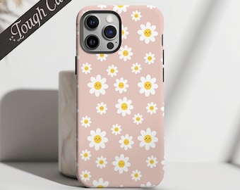 Happy Daisies | Smiley Faces | Daisies | Flowers | Tough Case | Apple iPhone | Samsung Galaxy | Google Pixel | Daisy Phone Case | Cute Case