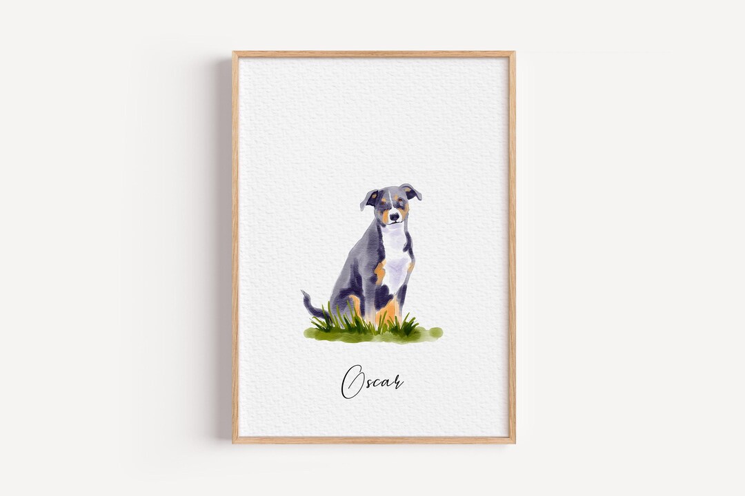 Custom Watercolor Pet Portrait: Hand Painted Dog, Cat Memorial Art - Etsy