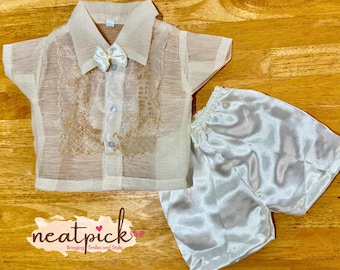 Barong Tagalog Infant Set: For Baby, Toddlers, Boys Filipino Christening Baptism #14