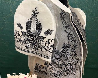 Beige Bolero with Elegant Black Embroidery Filipino Formal Wear #2