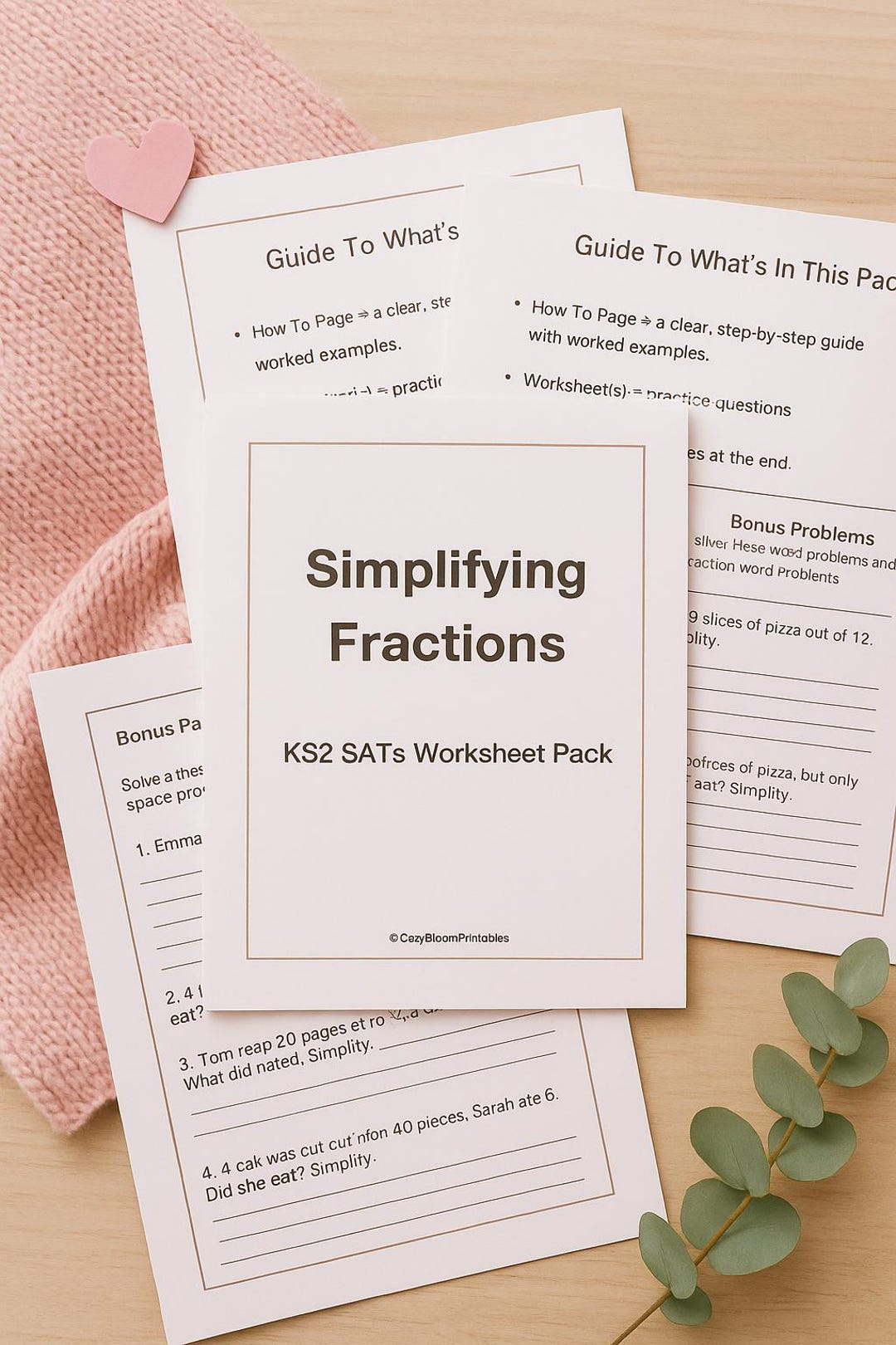KS2 Simplifying Fractions Worksheets Year 5 & 6 Maths Sats Practice
