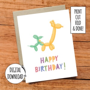 Joyeux anniversaire ballon animaux / carte drôle / téléchargement numérique / imprimable