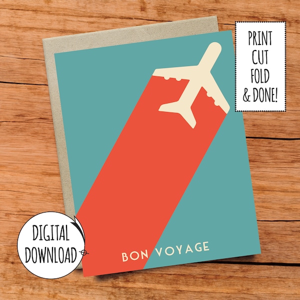 Bon Voyage Card / Travel Card / Digital Download / Printable