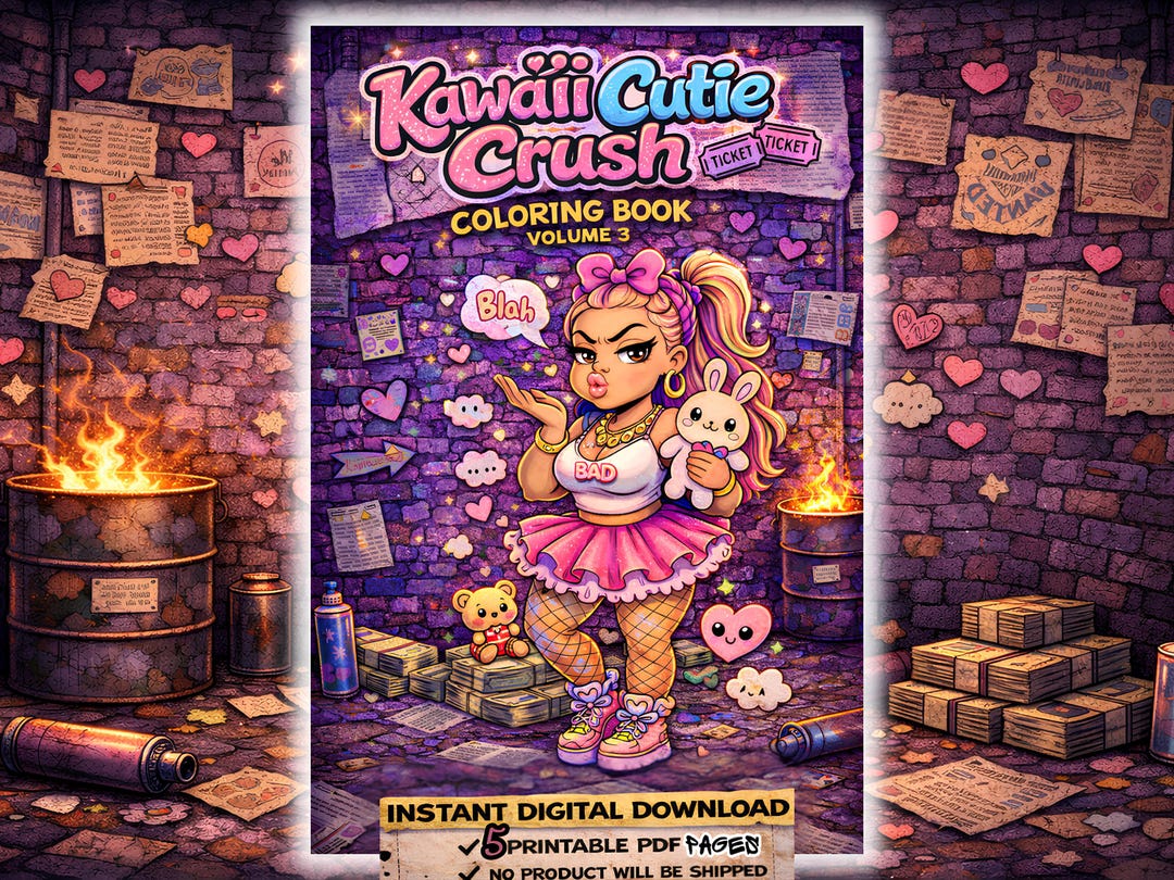 Kawaii Cutie Crush Mini Volume 3 | Cozy Kawaii Coloring Pages | Digital ...