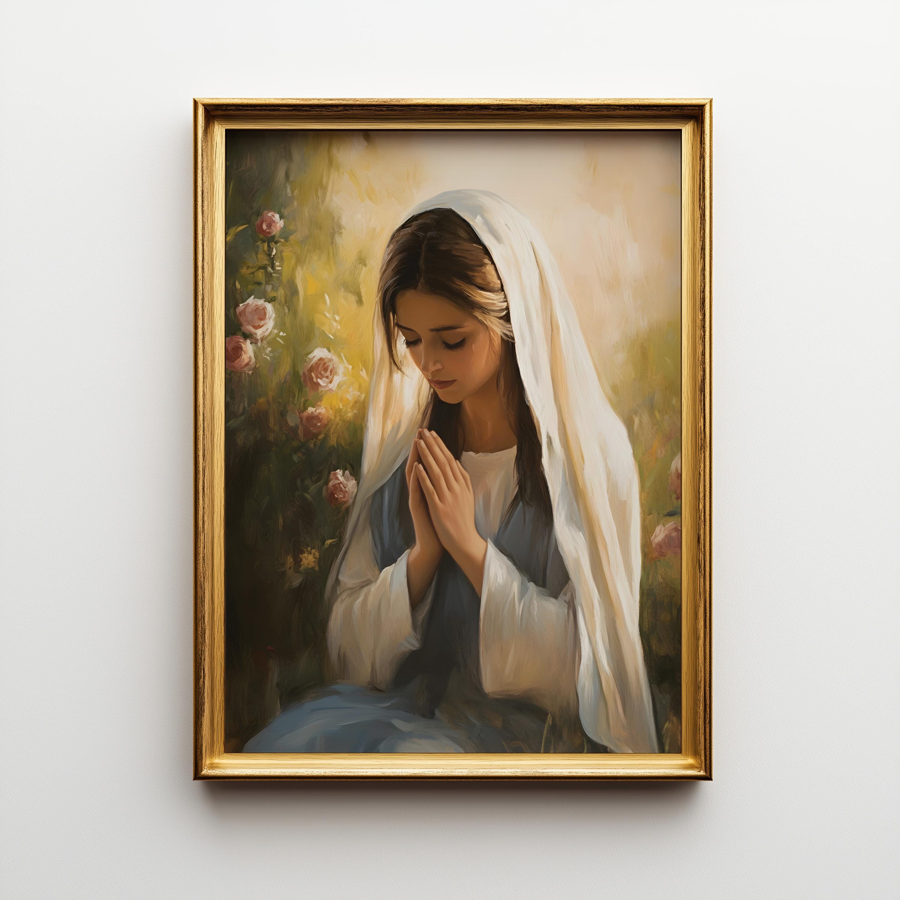 Mother Mary In Prayer Art Virgin Mary Painting Christian Home Decor mother-mary-in-prayer-art-virgin-mary-painting-christian-home-decor