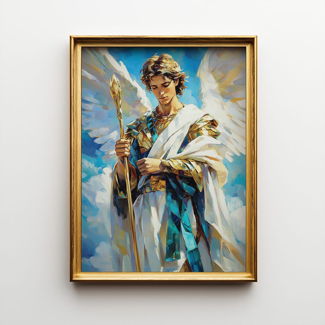 St. Raphael the Archangel Art, Angel Oil Painting, Catholic Wall Art ...