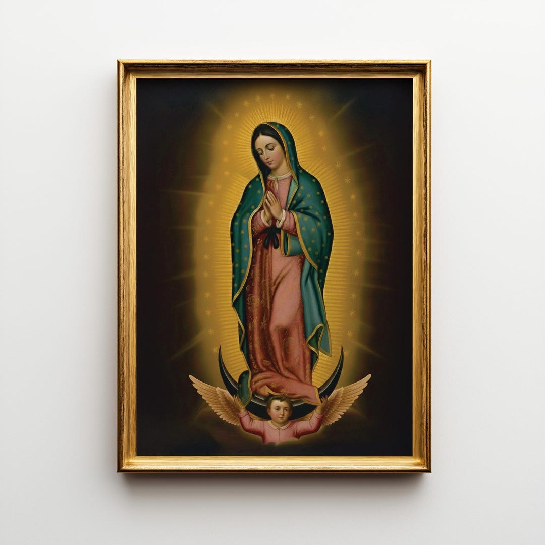 Our Lady of Guadalupe Wall Art, Virgin Mary Oil Painting, Catholic ...