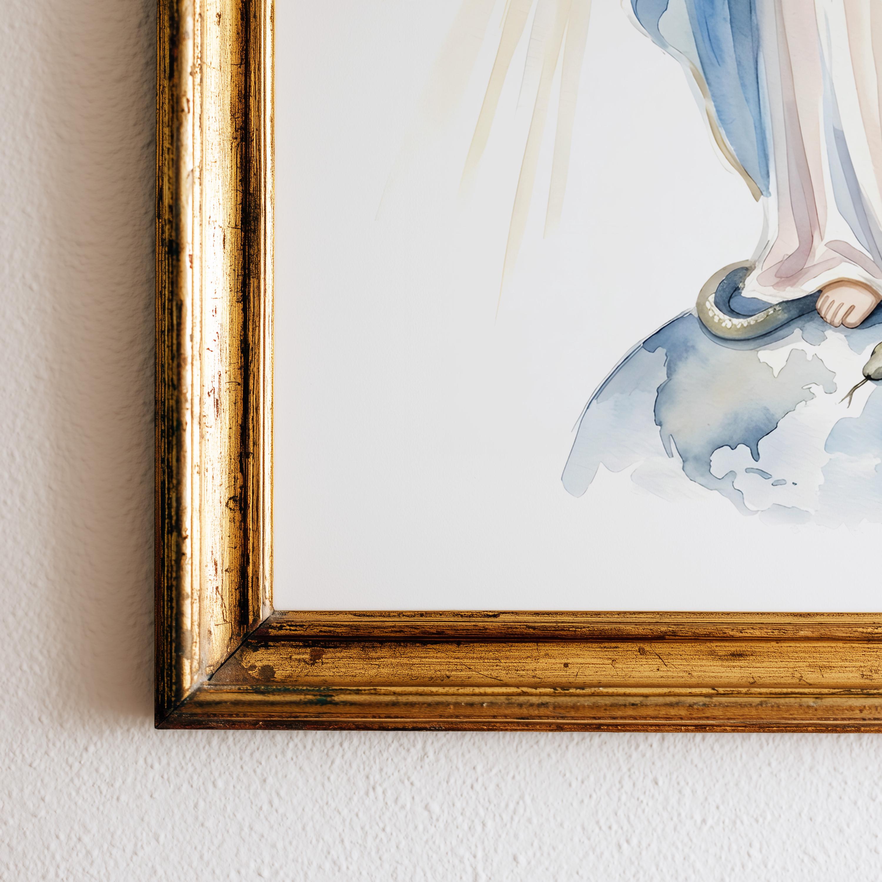 Our Lady of Grace Art, Virgin Mary Watercolor Painting, Catholic Wall ...