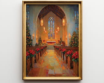 Christmas Catholic Church Art, Advent Painting, Christian Digital Print, Catholic Home Decor, Christmas Mass Artwork, Religious Wall Art