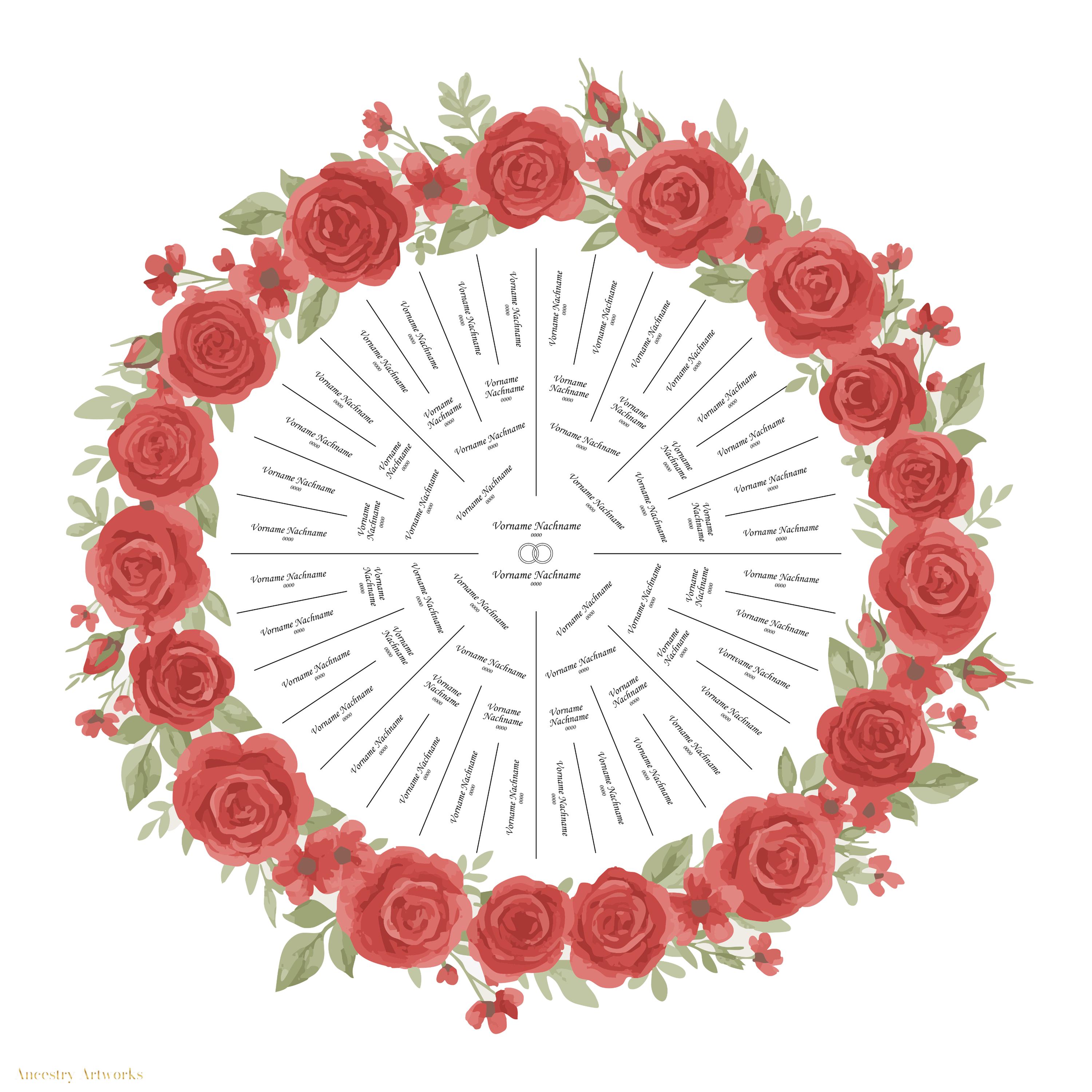 Fillable Rose Family Tree Template | DIY Ancestry Chart | Perfect Gift ...