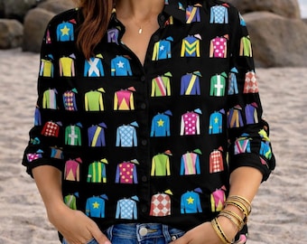 Talk Derby To Me Jockey Blouse Shirt, Kentucky Derby Churchill Downs Horse Racing Shirt, Derby Party Outfit for Men Women