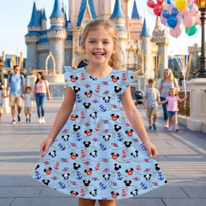 ディズニー・クルーズライン2026 ラッフルドレス、ミッキー＆フレンズ クルーズスリーブドレス、ミニー、ドナルド、デイジー、グーフィードレス、マジックキングダムギフト