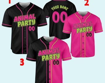 Personalized Name And Number Party Baseball Jersey, Personalized Animals Baseball Jersey, Matching Paint Splatter Jersey, Monkey Team Gift