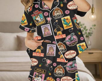 Dungeon Crawler Carl Short Satin Pajamas, Sci Fi Book Pajamas, Dungeon Crawler Carl Pajamas For Fan, Cozy Reading Matching Pajamas Set