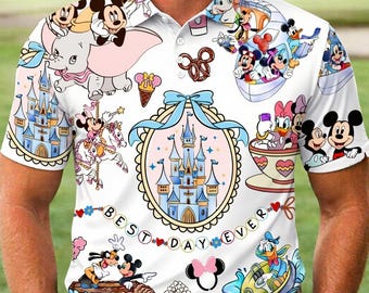 Coquette Bow Disney Best Day Ever Polo Shirt, Disney Family Vacation Shirt, Disney Mickey and Friends Polo Men Shirt, Disneyland Trip Gifts