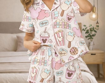 Mickey And Friends Magical Park Pajamas Set, Magical Parks Women Pajamas, Disney Trip Pajamas Set, Magic Kingdom Gifts