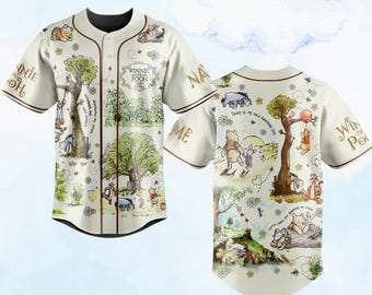 Personalized Winnie The Pooh Baseball Jersey, Disney Pooh Bear Shirt, Pooh And Friends Shirt, Disney Trip Shirt, Matching Family Gifts