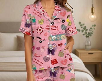 Golden Girl Satin Pajamas Set, Stay Golden Women Pajamas, 80s Tv Sitcom Shorts Pajamas, The Golden Girls Fan Shirt, Movie Lover Gifts