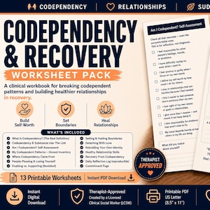 Codependency Worksheets | Recovery | Boundaries | People Pleasing | Family Addiction | LCSW Printable PDF