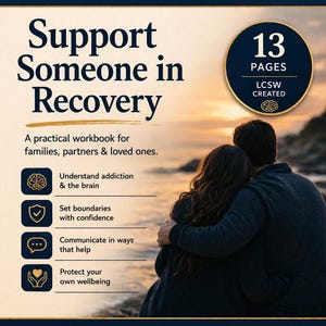 Supporting a Loved One in Recovery | Family Addiction Guide | Codependency | LCSW-Created Printable Workbook