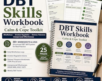 DBT Skills Workbook | Mindfulness | Emotion Regulation | Distress Tolerance | Interpersonal Effectiveness | LCSW PDF