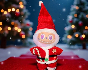 Traje de Papá Noel para muñeca de 17 cm / Conjunto de ropa navideña para muñeca / Mini disfraz de Papá Noel con gorro, chaqueta y pantalones cortos / Accesorios festivos para muñecas