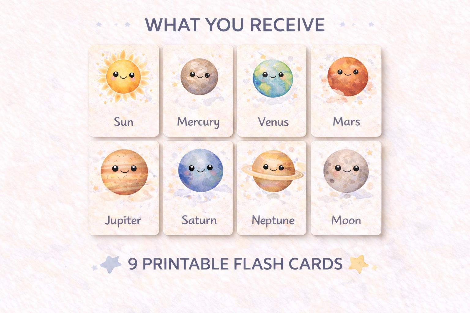 Solar System Flash Cards Printable, Montessori Space Learning Cards ...