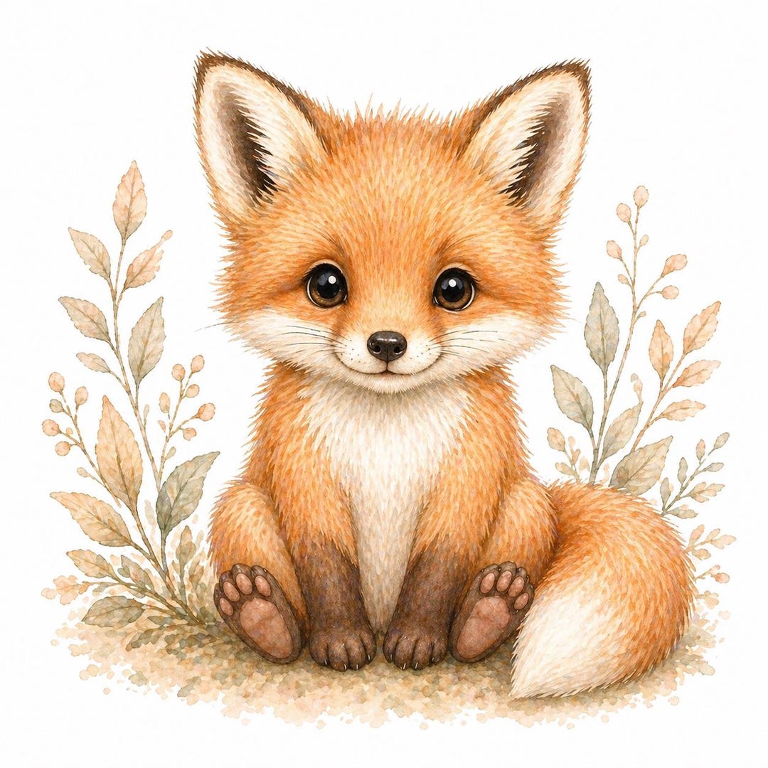 Fox Nursery Wall Art Printable, Woodland Baby Animal Print, Neutral ...
