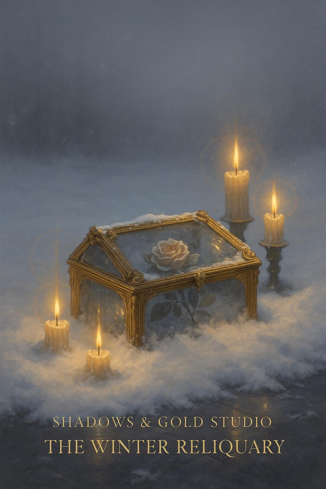The Winter Reliquary | Gothic Snow Art Print | Frozen Rose Candlelight ...