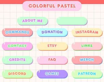 Cute Colorful Pastel Twitch Panels x 28 | Cozy Cute Stream Panels