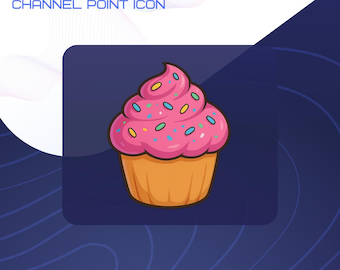 Pink Cupcake Twitch Channel Point Icon | Cute Pink Cupcake with Sprinkles Badge Emote Digital Download