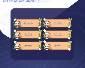 28 Cute Panda Theme Stream Panels | Cute Cozy Panda Bamboo Panels