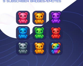 9 Cute Teddy Bear Subscriber Badges | Teddybear Badge Emote for Twitch