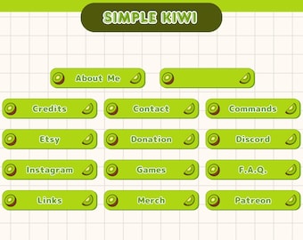 Simple Kiwi Twitch Panels x 28 | Cute Minimal Kiwi Fruit Stream Panels