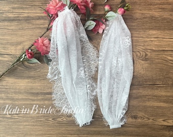 Mangas de encaje completas, tirantes desmontables para boda, tirantes de vestido floral con hombros descubiertos