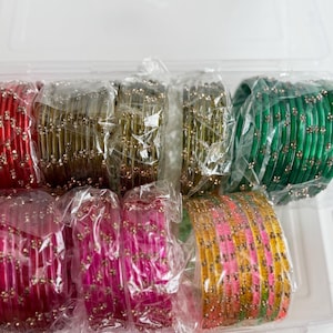Indian traditional Zircon stone studded bangles/rhinestone bangles /Glass churas/chudiyans/Valayal -Size 2.10