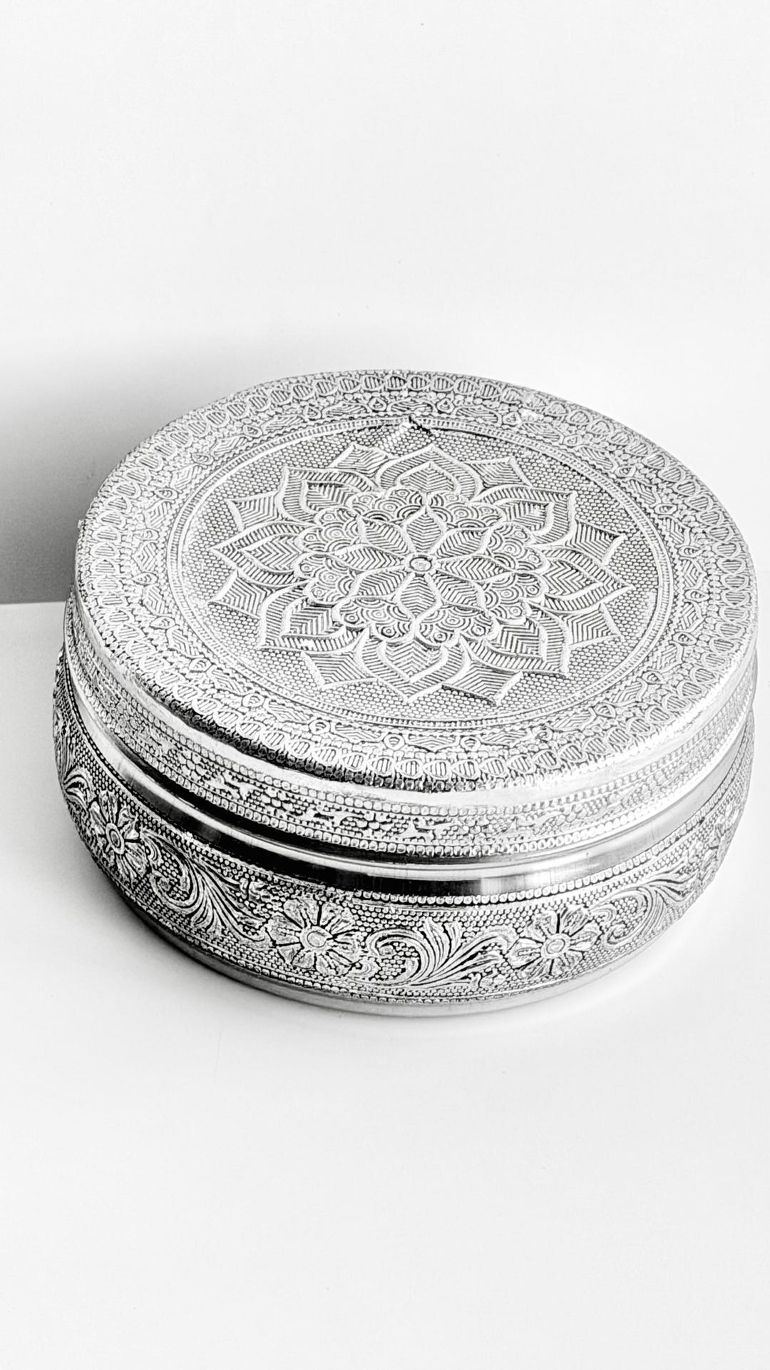 Stainless Steel Meenakari Box – Handcrafted Indian Trinket Storage ...