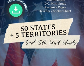 Unterrichtseinheit: 50 Bundesstaaten und 5 Territorien | Geografie der USA (Klassen 3–5) | Arbeitsblatt für den Heimunterricht | Faktenblätter zu den Bundesstaaten