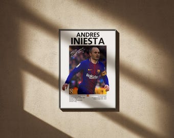 Andres Iniesta, Barcelona Mittelfeldspieler, Fußball Wand Kunst Druck
