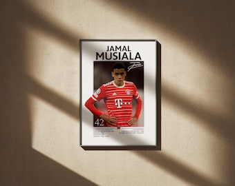 Cartel de Jamal Musiala – Bayern Munich, Arte del fútbol alemán (Descarga digital)